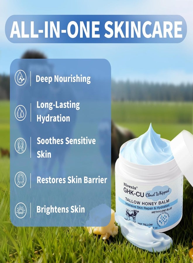 Nivexis Copper Peptides GHK-Cu Whipped Beef Tallow for Skin, Grass Fed Beef Tallow and Honey Balm for Face & Body, with Methylene Blue Anti-Aging Moisturizer, Suitable for All Skin Types, 2 Oz - Image 4
